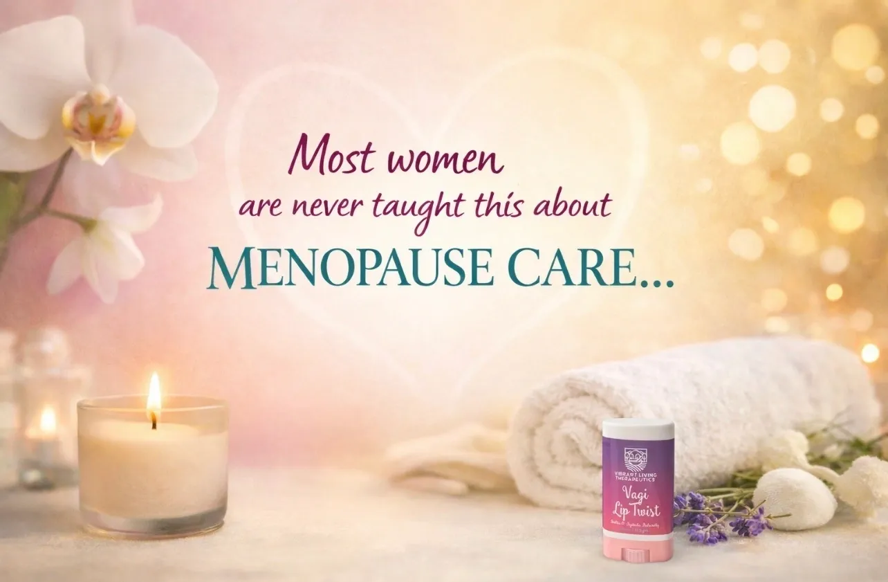 Candles and text about menopause care.