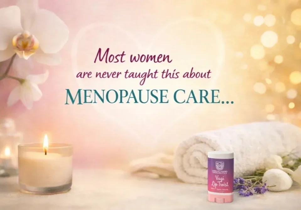 Candles and text about menopause care.